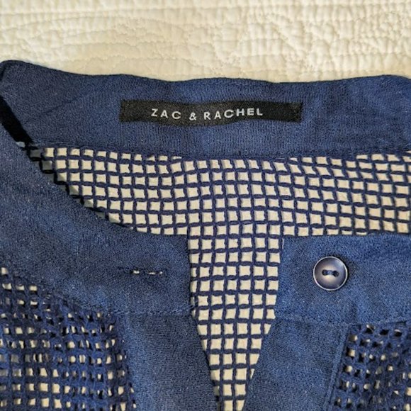 NWT Zac & Rachel Navy Button Down Top - Size Large - Picture 7 of 13